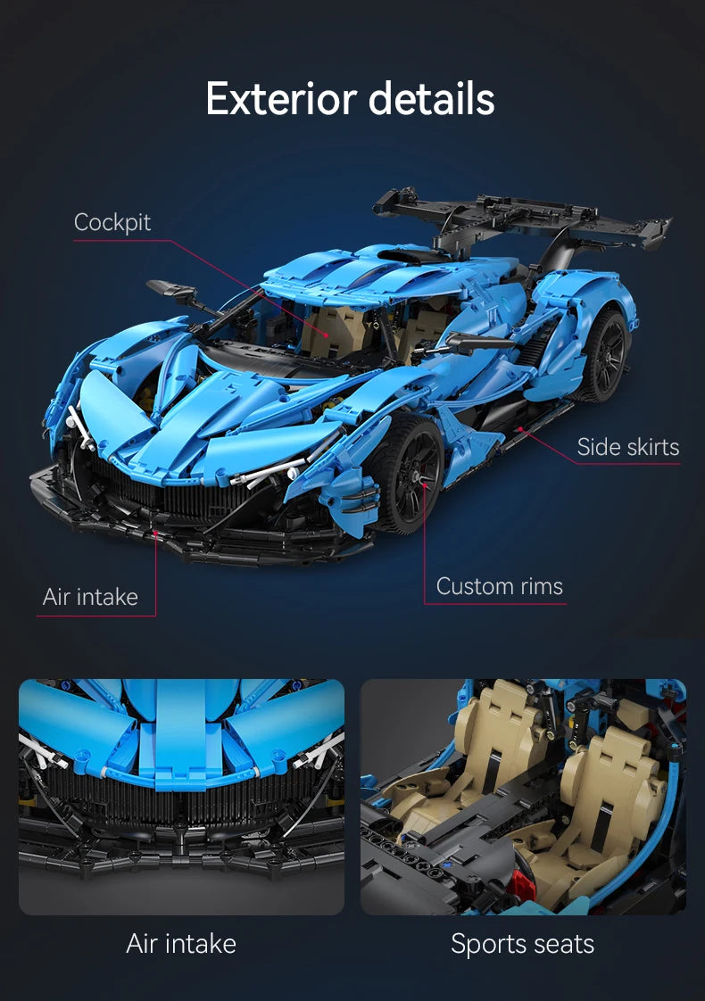 Cada 3865 Uds 1:8 ciudad azul coche de carreras V12 Hypercar modelo