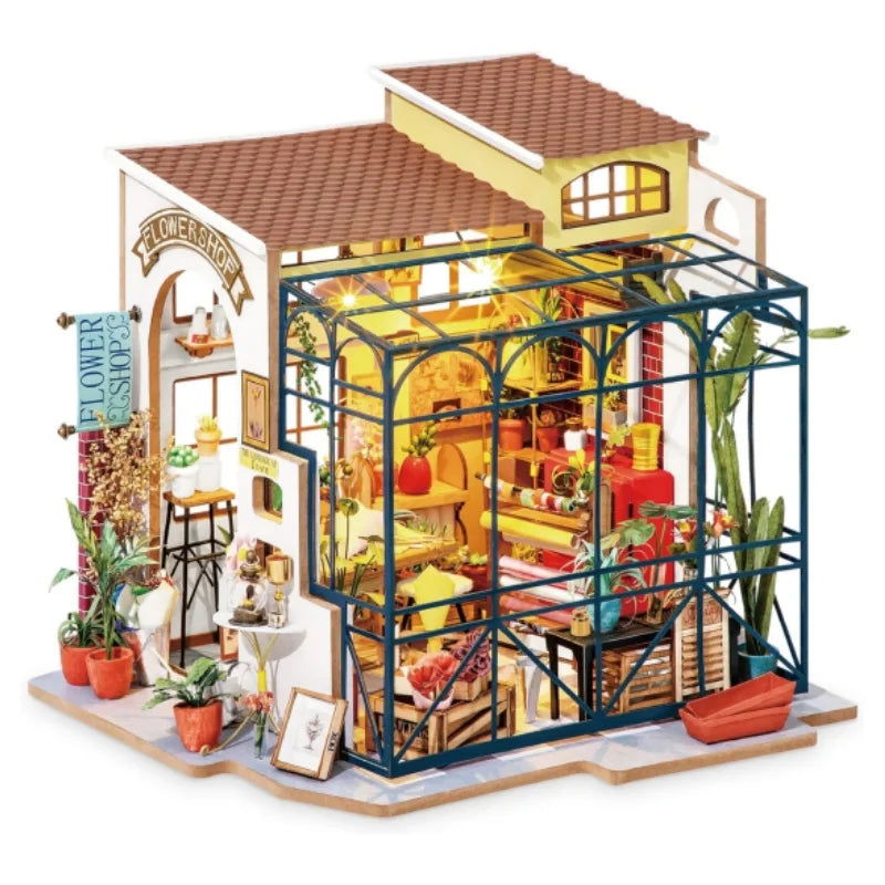 Robotime Rolife DIY Kits de casa de muñecas en miniatura para construir casa de muñecas de madera 3D regalos artesanales para niños el rincón de la felicidad