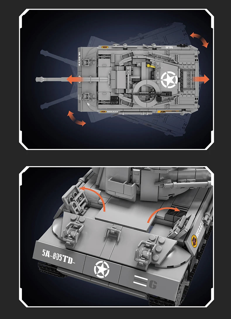 Mould King-tanque militar M18 Hellcat 20032, bloques de construcción, Control remoto, montaje de modelo