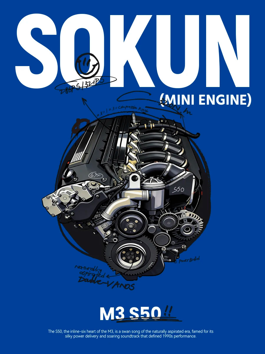 292 Piezas de Bloques de Construcción de Motor M3 S50 PB8869F, Superauto Técnico SOKUN