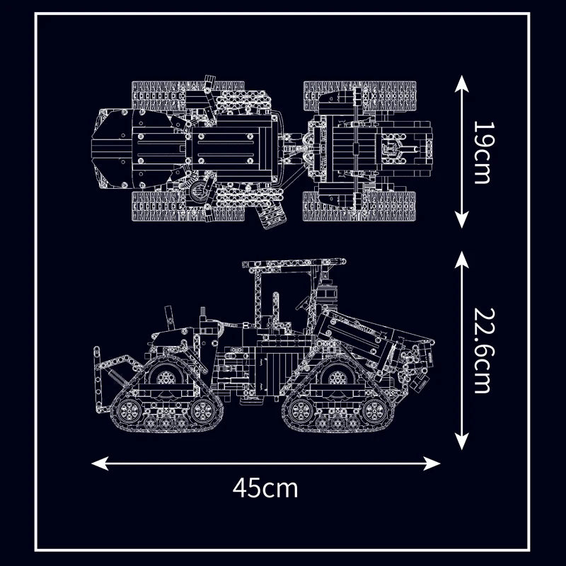 Mould King-bloques de construcción de coche técnico MOC-35270 de bloques de construcción, Tractor neumático sobre orugas, montaje de modelo de camión