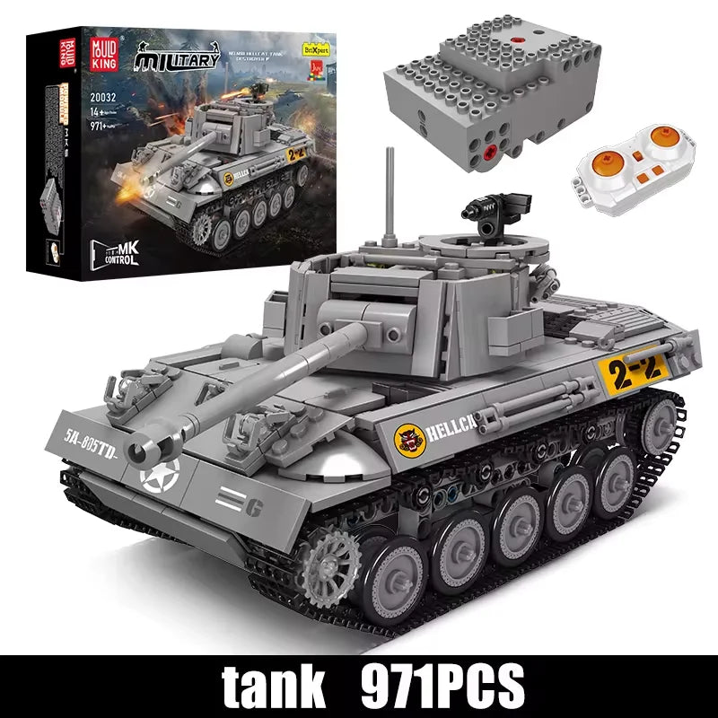 Mould King-tanque militar M18 Hellcat 20032, bloques de construcción, Control remoto, montaje de modelo