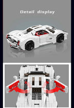 Mould King 10196, coches de juguete técnicos, coche de carreras deportivo Utopia blanco