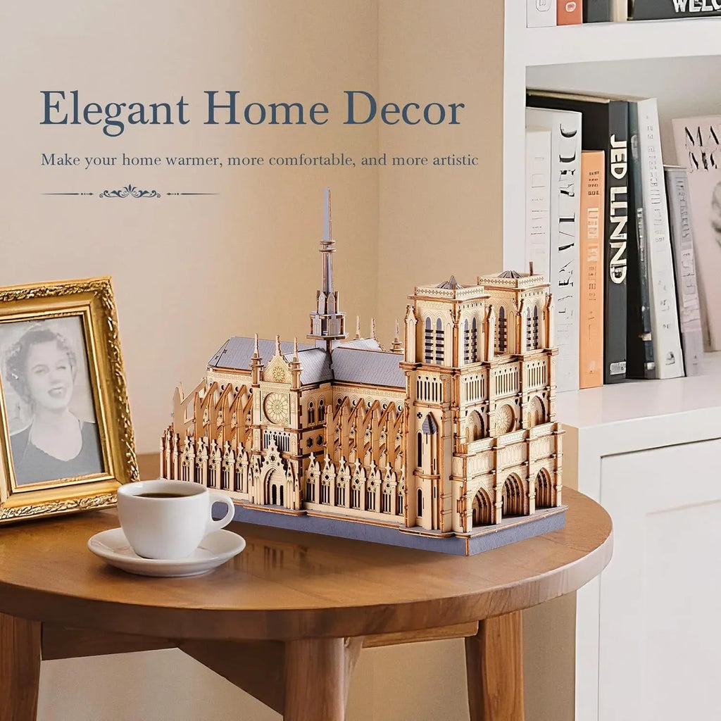 Robotime Rokr rompecabezas 3D catedral de París Kit de modelo de madera para adultos para construir juguetes DIY construcción kits de manualidades regalo Ideal