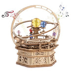 Robotime-caja de música mecánica giratoria de noche estrellada, rompecabezas de madera 3D, modelo de ensamblaje, Kits de artesanía de construcción para niños AMK51