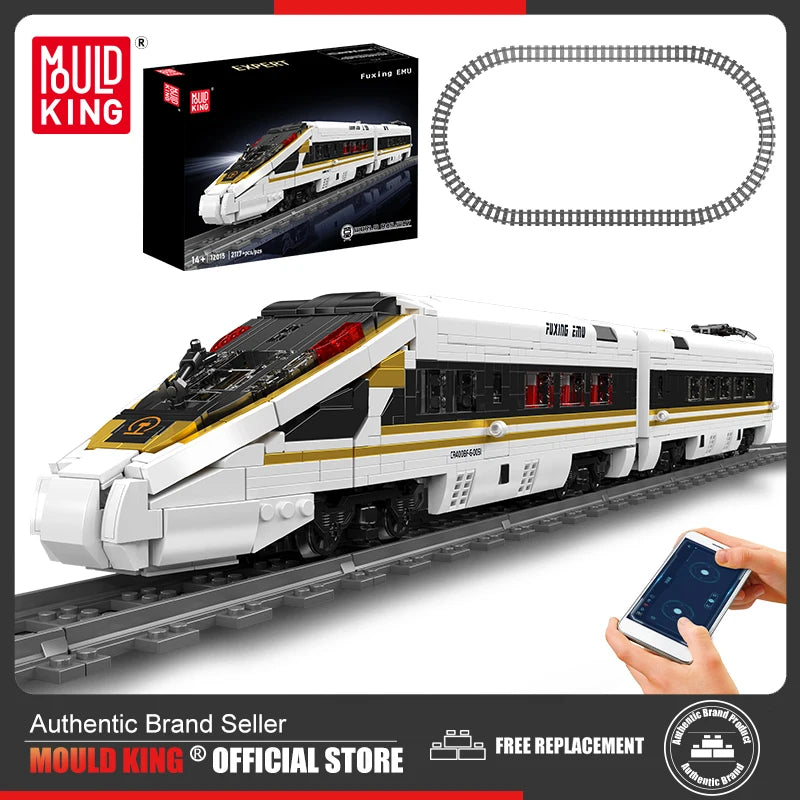 Mould King 12015 Tren técnico de juguete, locomotora RC Fuxing EMU