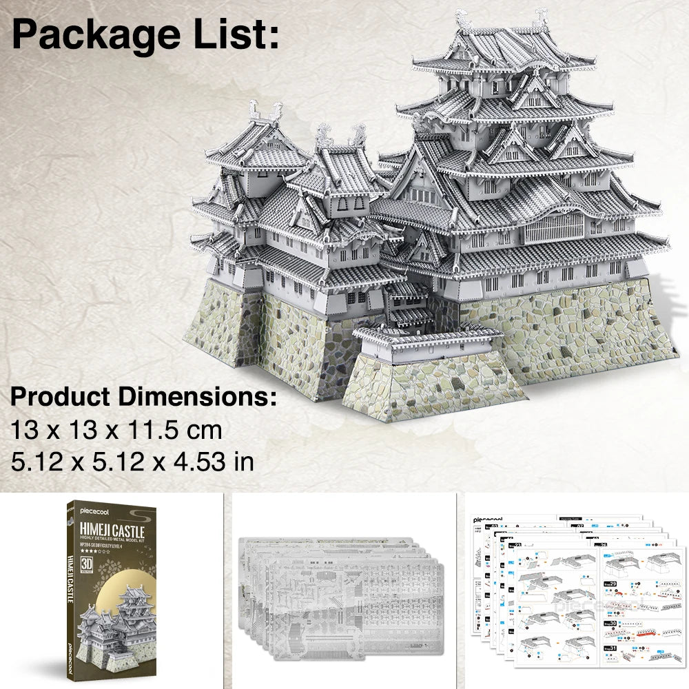 Piececool-rompecabezas de Metal 3D, Kits de modelos de ensamblaje de Castillo Himeji-jo