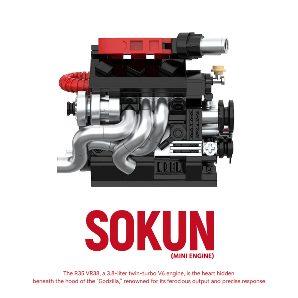 Bloques de Construcción de Motor R35 VR38 de 318 Piezas, PB8869E, Superauto Técnico SOKUN, Ladrillos Decorativos de Motor de Vehículo