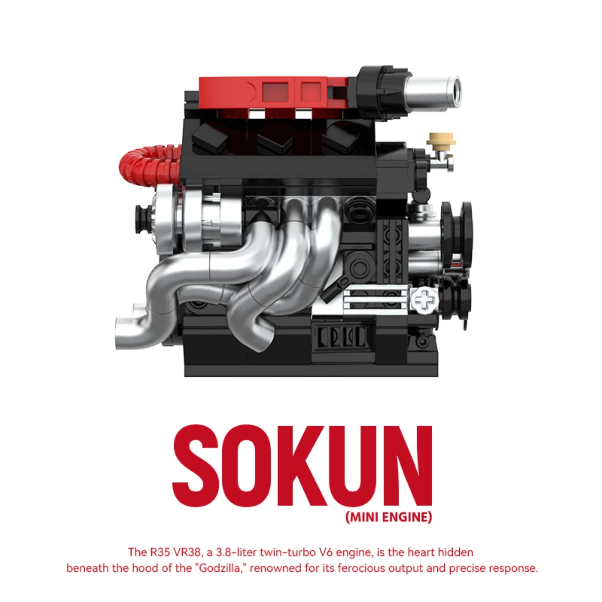 Bloques de Construcción de Motor R35 VR38 de 318 Piezas, PB8869E, Superauto Técnico SOKUN, Ladrillos Decorativos de Motor de Vehículo