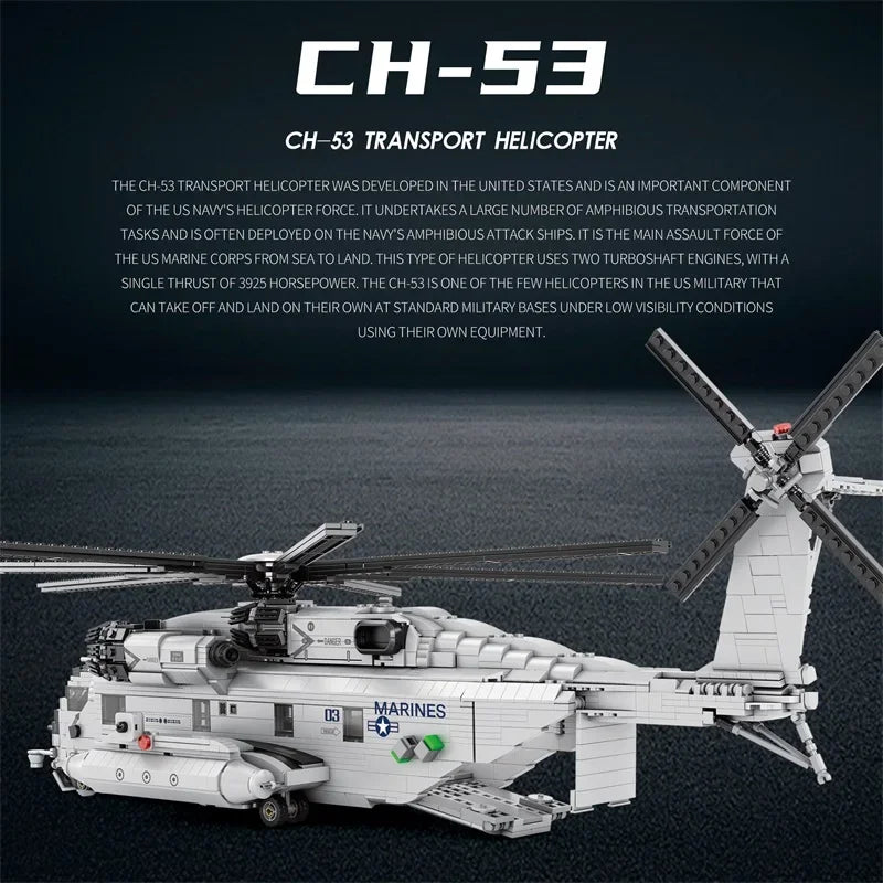 2193 Piezas, Bloques de Construcción del Helicóptero de Transporte CH-53E Sea Stallion, Modelo Militar