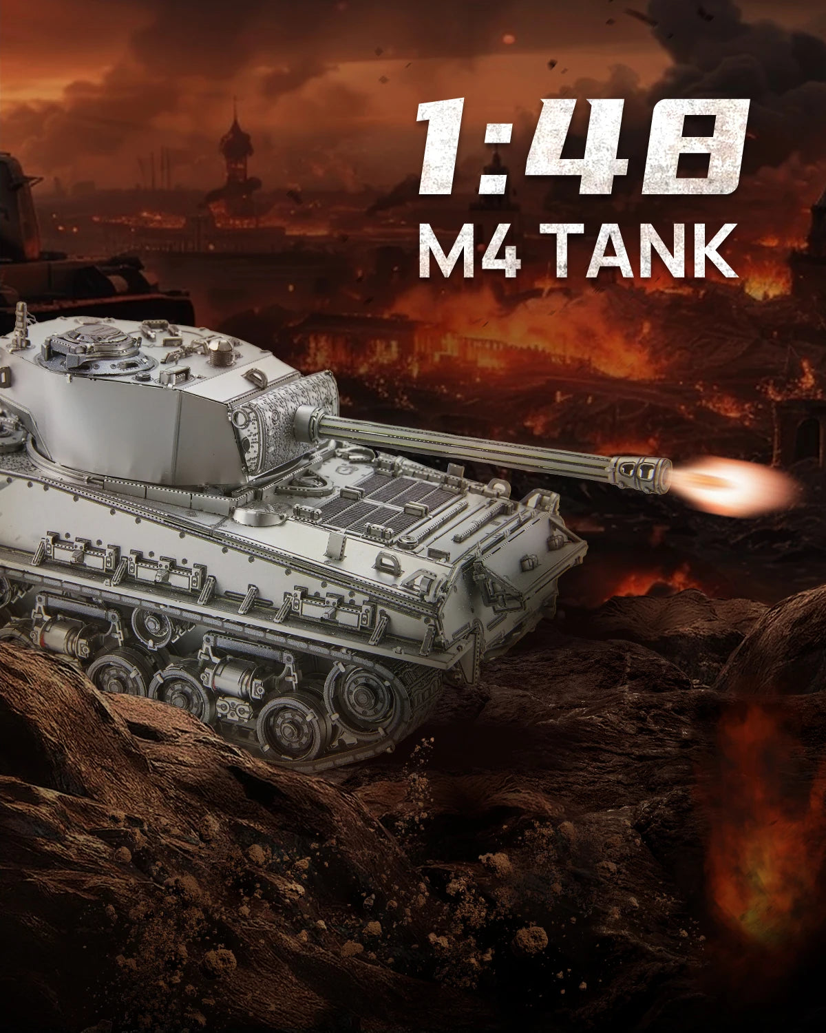 Piececool-rompecabezas de Metal 3D M4 Sherman, tanque medio