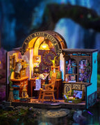 Robotime-Kit de casa en miniatura DIY, kit de estudio mágico con LED y muebles, Kit de construcción de modelo de casa de muñecas de madera, regalo para adultos