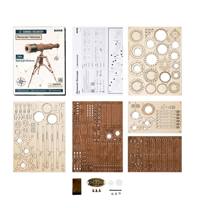 Robotime ROKR telescopio Monocular 3D juego de rompecabezas de madera juguetes de montaje para niños adolescentes adultos regalo de cumpleaños