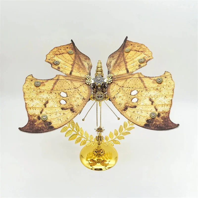 Kit de modelo de rompecabezas de Metal 3D con mariposa y hoja muerta Steampunk