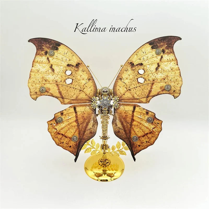 Kit de modelo de rompecabezas de Metal 3D con mariposa y hoja muerta Steampunk