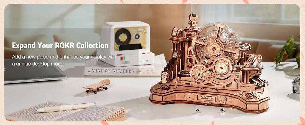 Robotime Rokr Pinball Modelo Gear Ball Challenge 3D Kits de modelos de rompecabezas de madera para construir DIY Juego de mesa Idea de regalo para hombres y mujeres -EGC