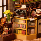 Robotime Rolife Book Nook Kits, Cafetería Navideña, Kit de Casa en Miniatura con Luces, Rompecabezas 3D de Madera, Regalo para Librerías, TGB15