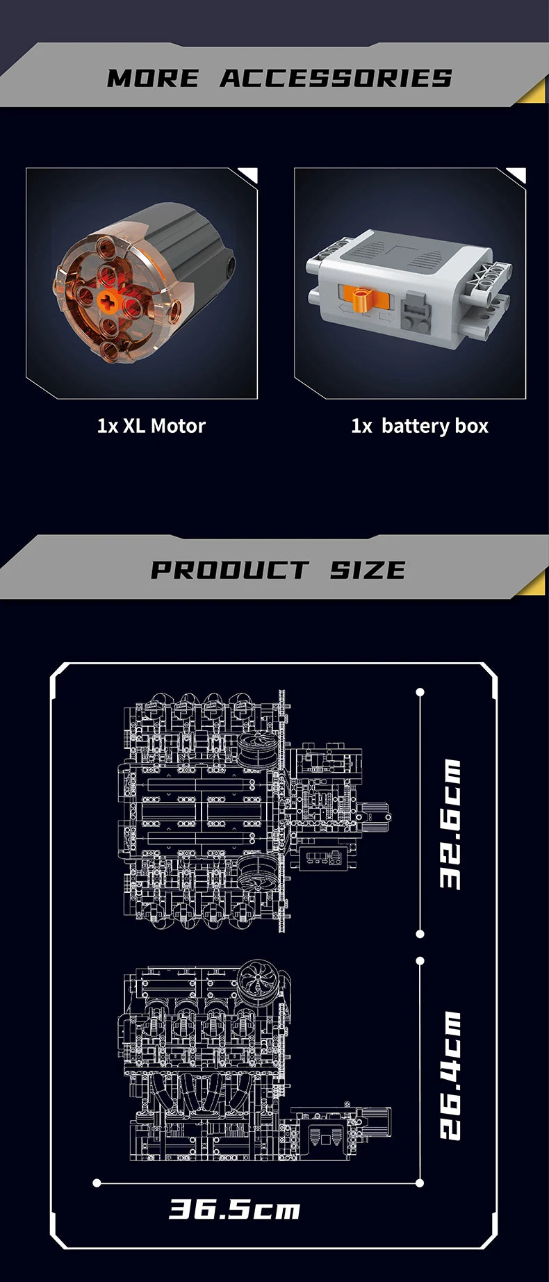 Mould King-juego de ensamblaje de motor V8, F488 supercoche