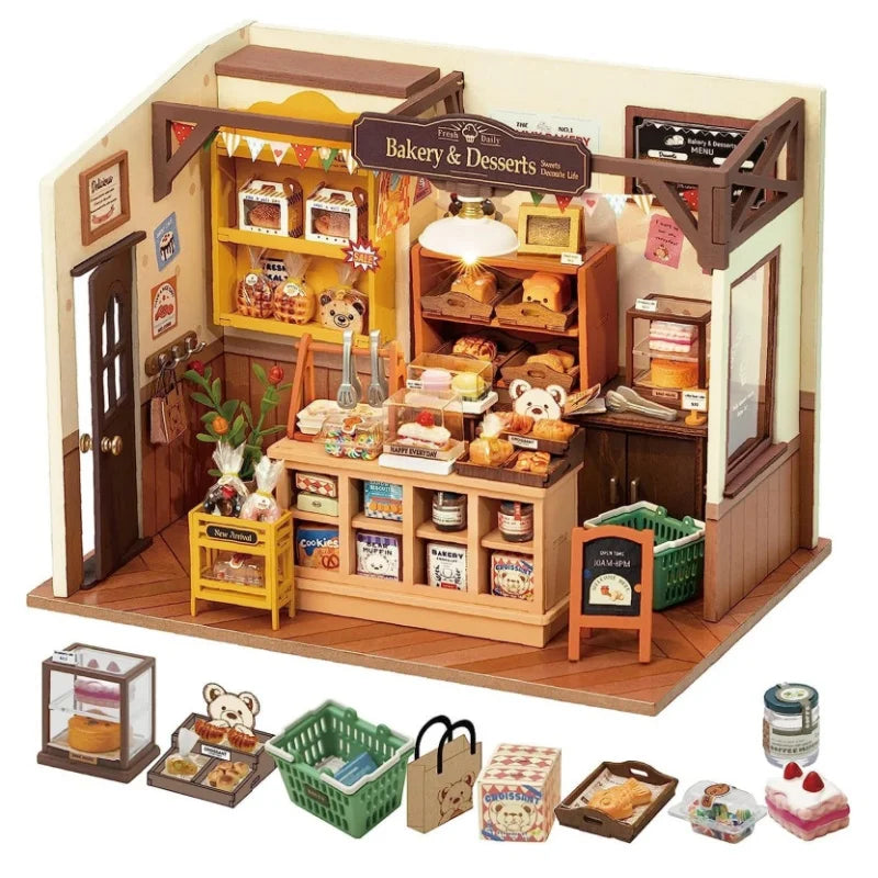 Robotime Rolife Becka's Baking House Rompecabezas 3D DIY Kit de casa de muñecas en miniatura Regalo increíble para niños DG161