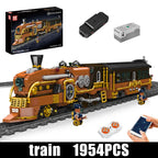 Mould King 12046 Tren técnico de juguete, tren Steampunk motorizado