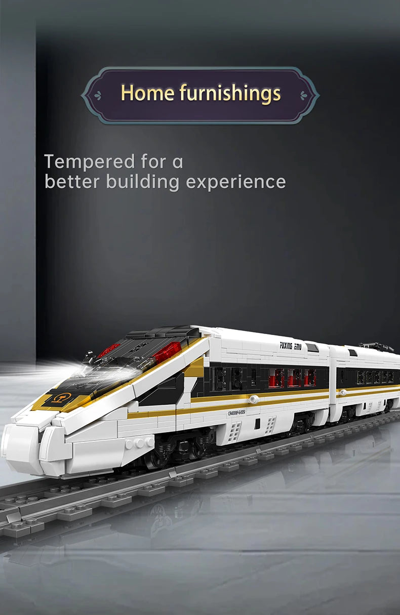 Mould King 12015 Tren técnico de juguete, locomotora RC Fuxing EMU