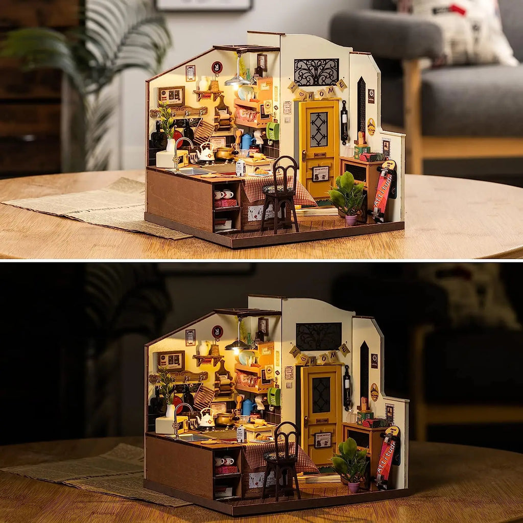 Robotime Rolife-rompecabezas 3D de madera para niños, Kit de casa en miniatura, regalo para niños, DG159