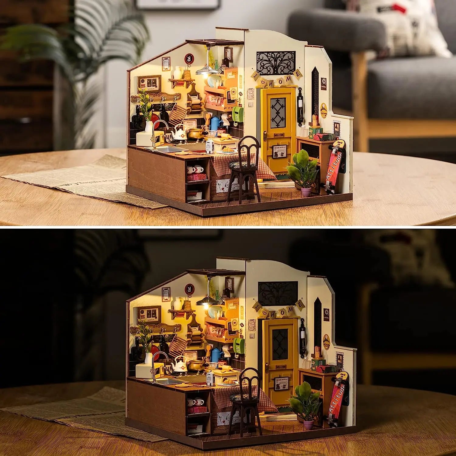 Robotime Rolife-rompecabezas 3D de madera para niños, Kit de casa en miniatura, regalo para niños, DG159