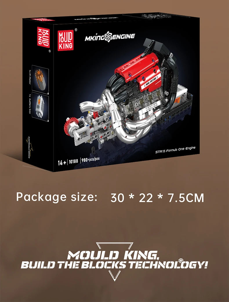 Mould King 10188 juguetes técnicos de motor de coche motorizado STR 13 Fórmula Uno bloques de construcción de motor juego de ladrillos