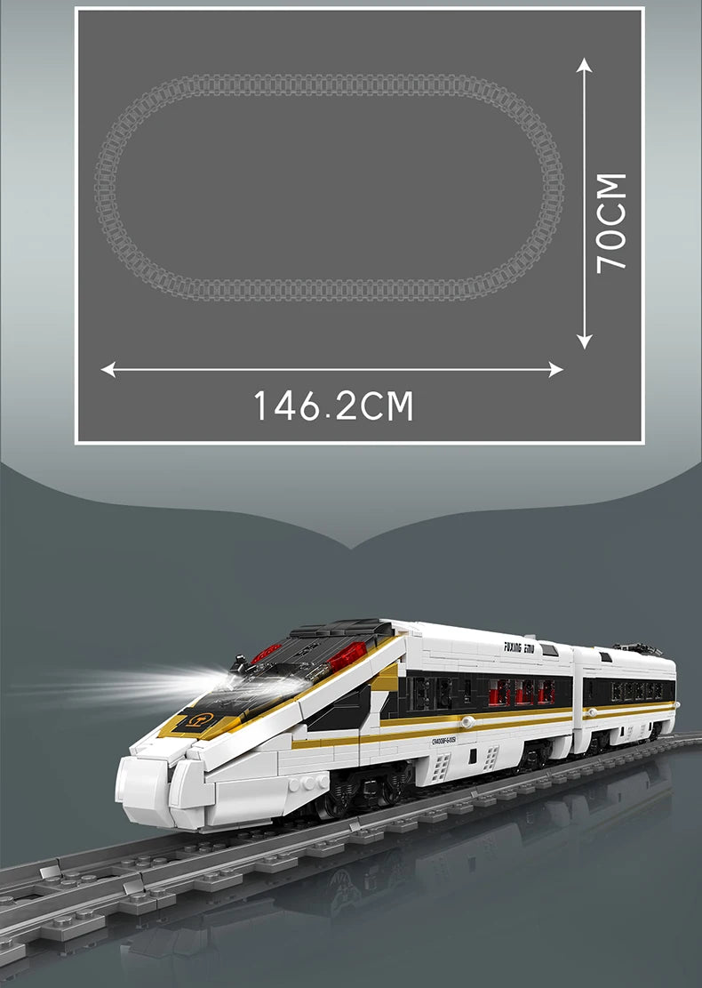 Mould King 12015 Tren técnico de juguete, locomotora RC Fuxing EMU