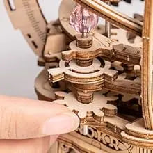 Robotime-caja de música mecánica giratoria de noche estrellada, rompecabezas de madera 3D, modelo de ensamblaje, Kits de artesanía de construcción para niños AMK51