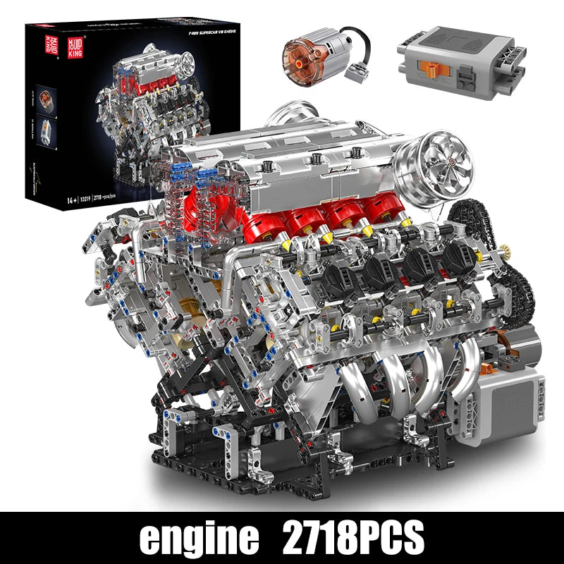 Mould King-juego de ensamblaje de motor V8, F488 supercoche