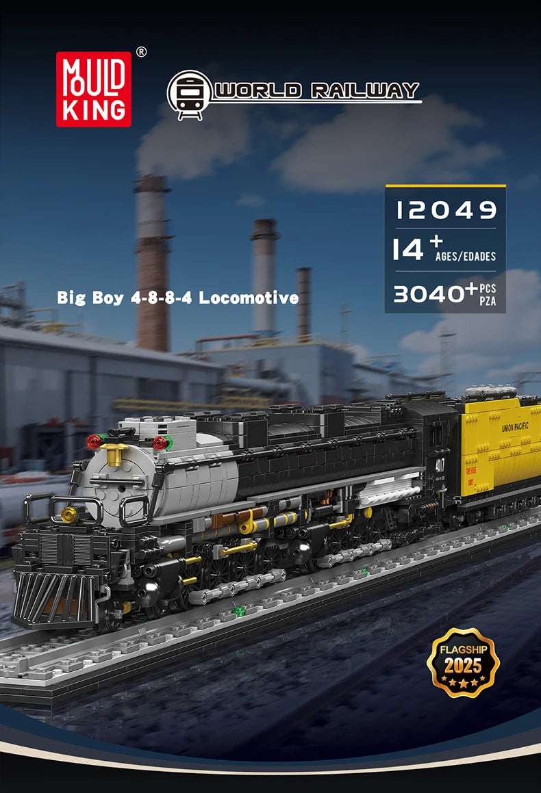 Mould King 12049 Tren de juguete técnico The Big Boy 4-8-8-4 locomotora
