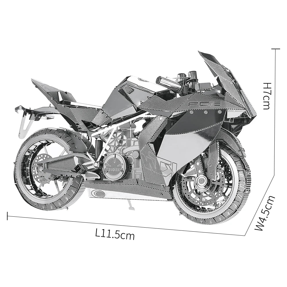 Piececool-rompecabezas de Metal 3D modelo de ensamblaje de motocicleta de plata