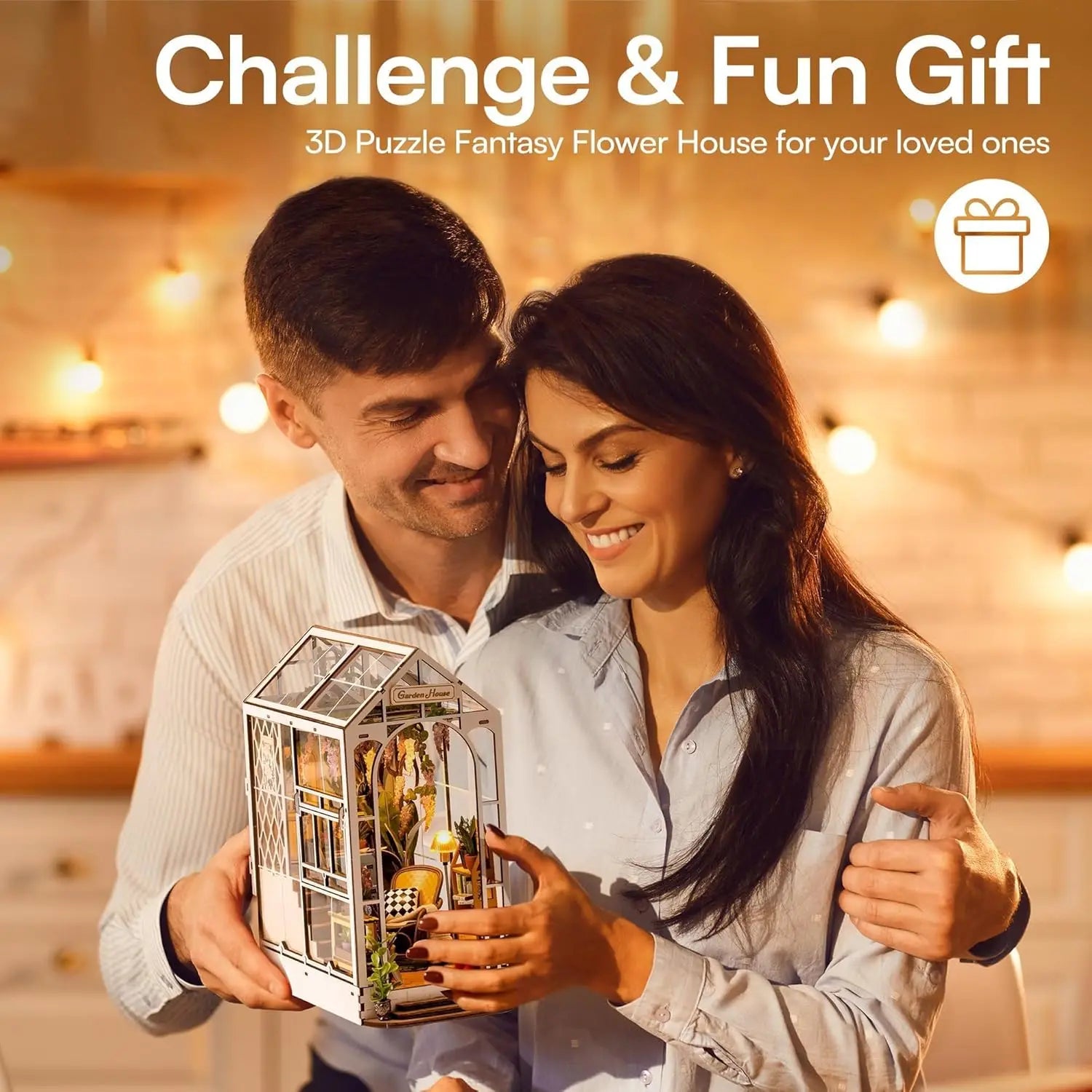 Robotime-Kit de construcción 3D de cobertizo de jardín para adultos, Kit de construcción de casa en miniatura con muebles y lámpara LED, rompecabezas