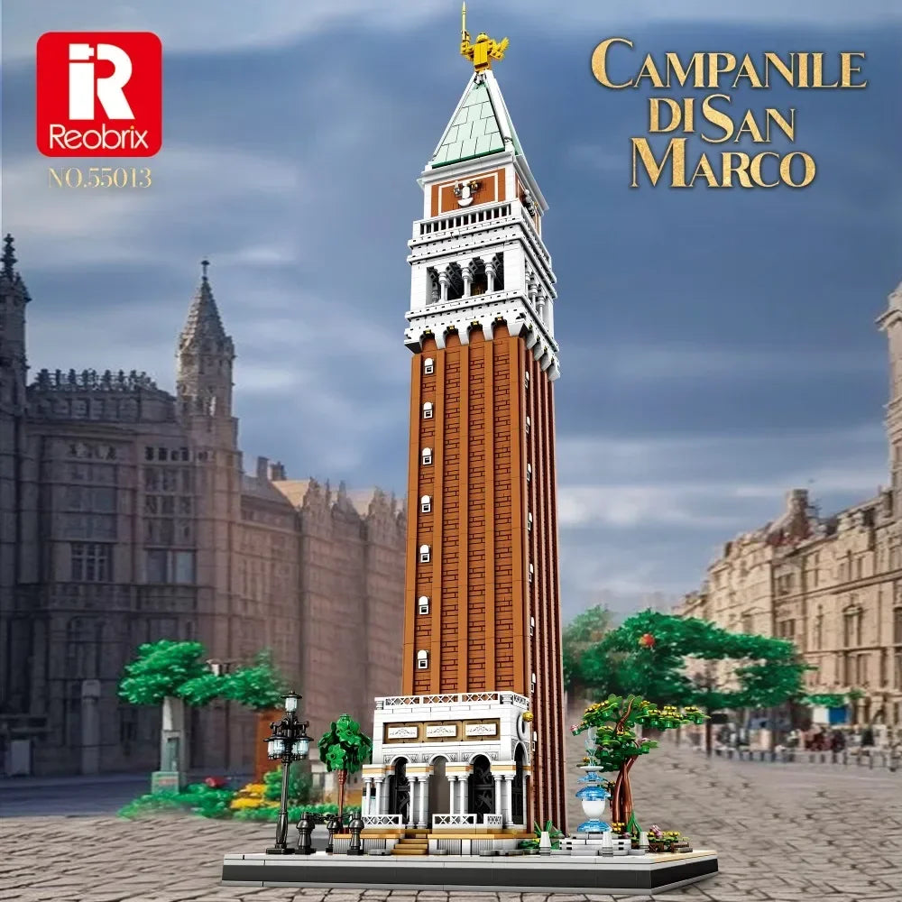 Bloques de construcción de torre de reloj de San Mark, modelo arquitectónico renacentista