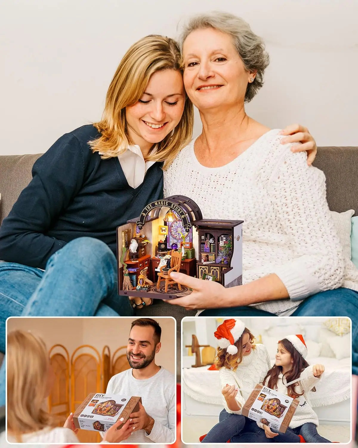 Robotime-Kit de casa en miniatura DIY, kit de estudio mágico con LED y muebles, Kit de construcción de modelo de casa de muñecas de madera, regalo para adultos
