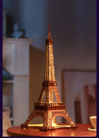 Robotime-Juego de rompecabezas de madera 3D, noche de la Torre Eiffel, modelos 1:638 para niños y adultos, Kits de manualidades DIY, regalo DIY con luz