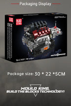Mould King 10227 juguetes técnicos de motor de coche, motor motorizado V8