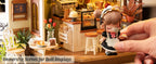 Robotime-Juego de construcción de casa de muñecas de madera para adultos y niños, modelo café n. ° 17, con accesorios y Kit de modelo LED