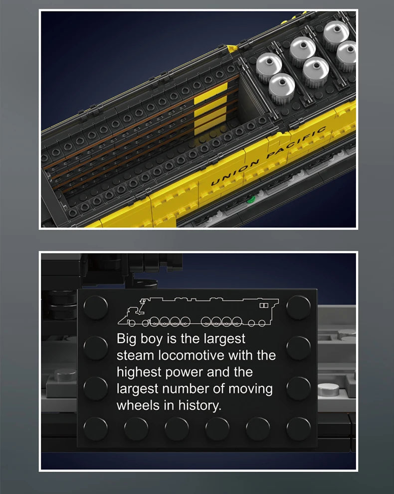 Mould King 12049 Tren de juguete técnico The Big Boy 4-8-8-4 locomotora