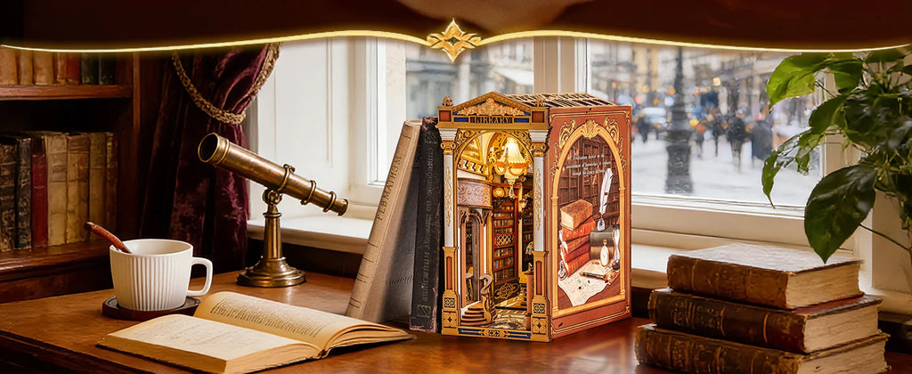 Kit de Bricolaje Robotime Book Nook, Kit en Miniatura con Luces, Biblioteca de las Maravillas, Kits de Modelos Booknook para Decoración de Escritorio y Librería