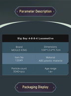 Mould King 12049 Tren de juguete técnico The Big Boy 4-8-8-4 locomotora