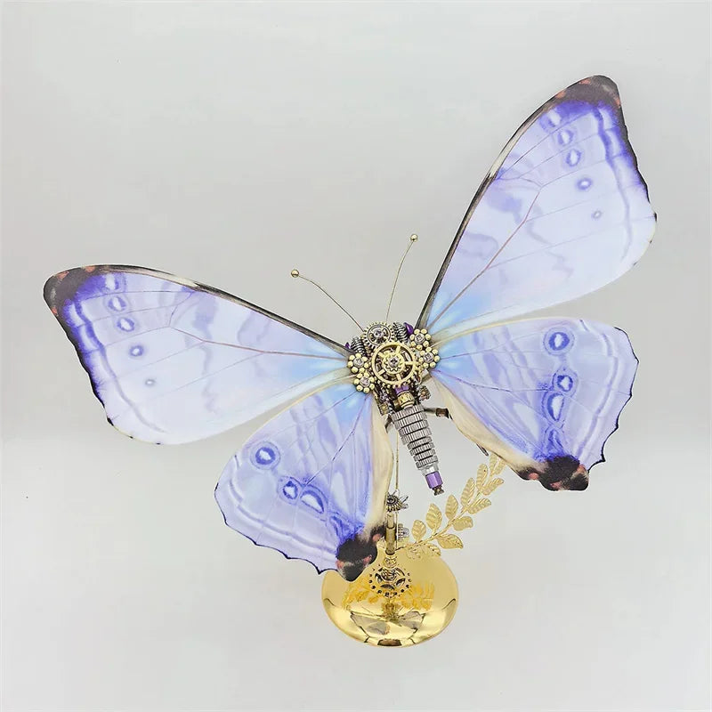 Kit de modelo de rompecabezas de Metal 3D con mariposa y hoja muerta Steampunk