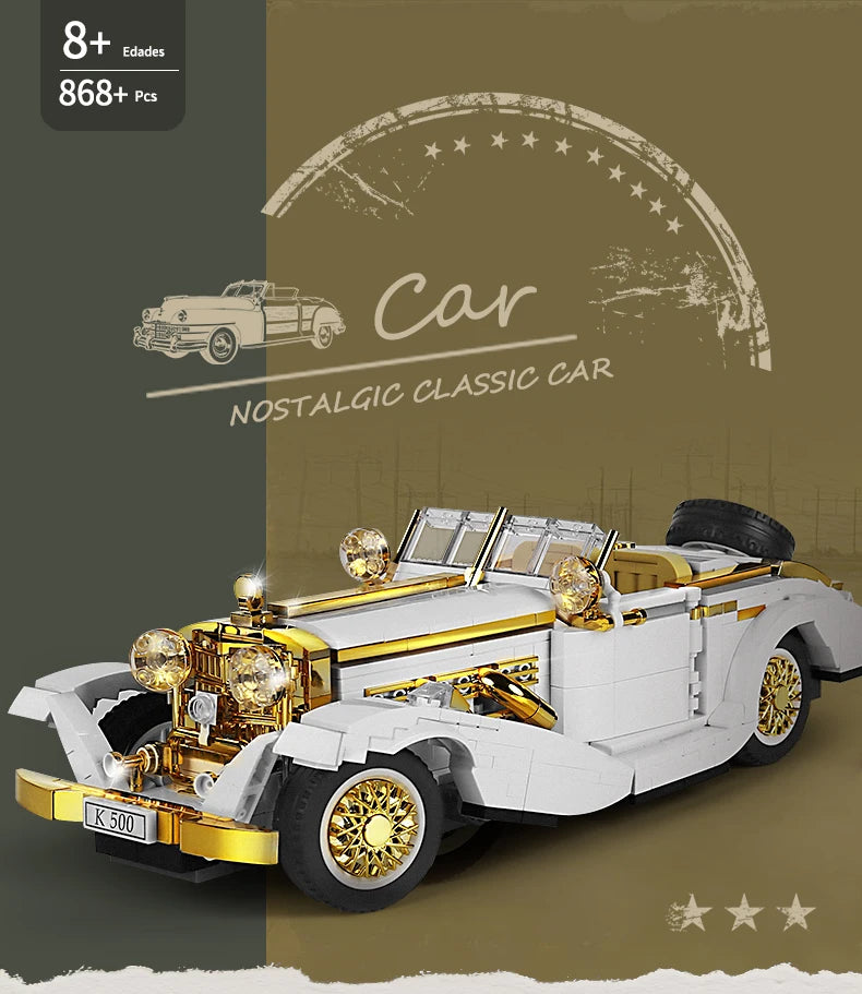 Mould King 10003, bloques de construcción de automóviles técnicos, conjunto de modelos de coches Vintage K500, juguetes de coche antiguo