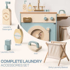 Robotime Robud Lavadora de cocina Playset Juego de simulación Lavadora de juguete con cesta de ropa Hierro y fregadero para niños de 3 años + Azul