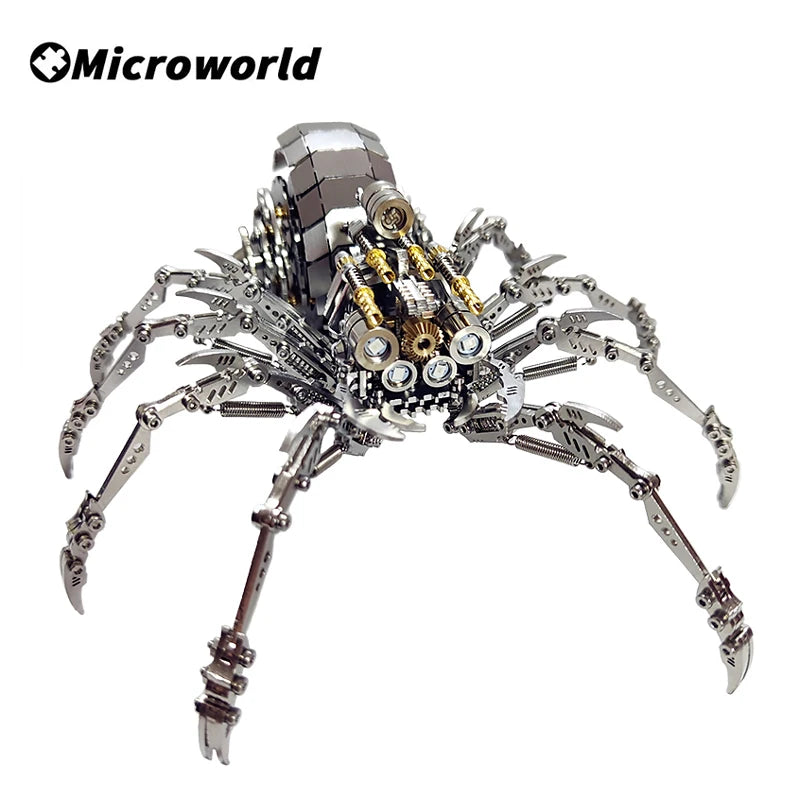 Microworld rompecabezas de Metal 3D Animal Spider King Plus versión modelo rompecabezas DIY Kits de montaje