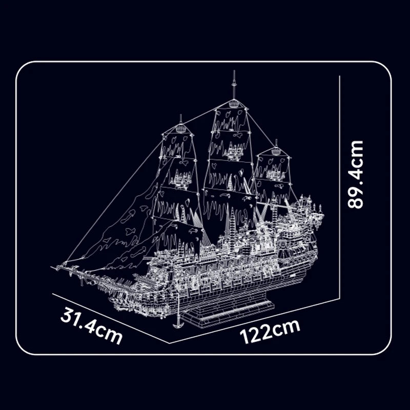 Mould King 13218, barco pirata MOC Flying Ductchman, montaje de bloques de construcción modelo de barco