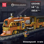 Mould King 12046 Tren técnico de juguete, tren Steampunk motorizado