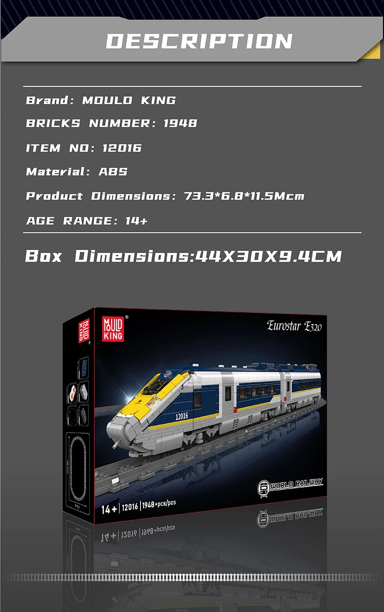 Mould King 12016 juguetes técnicos del coche el bloque de construcción del tren motorizado Europa Star E320