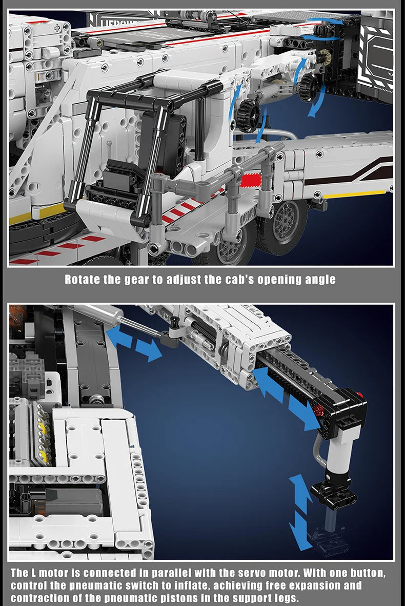 Mould King 17007 17008 Camión Técnico de Juguete, Grúa Liebherr LTM 11200 RC, Bloques de Construcción, Ladrillos